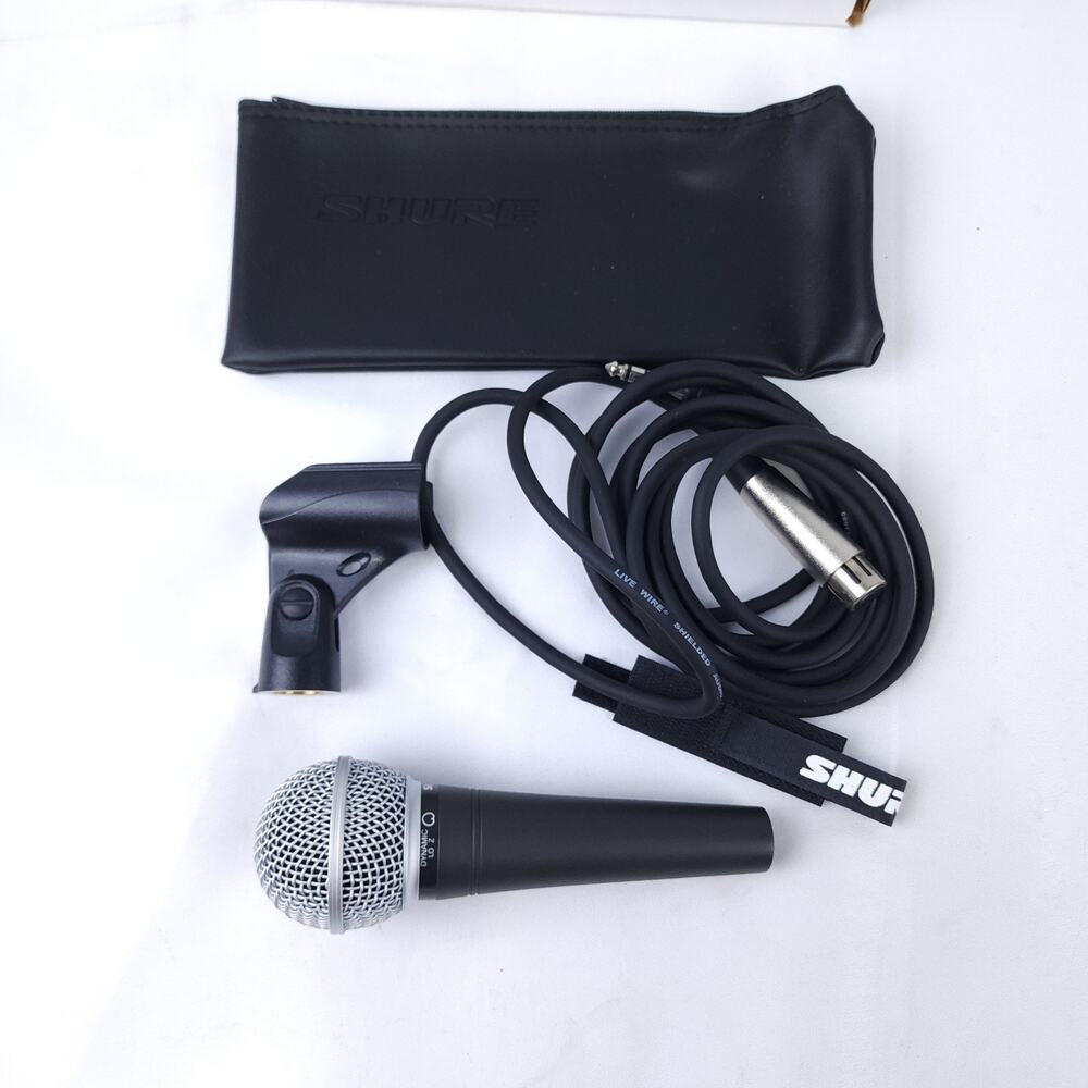 SHURE SM48 Dynamic Vocal Mic Kit w/ XLR Cable Clip Pouch Live Stage Studio